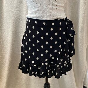 Polka Dot Wrap Skirt - Black and White